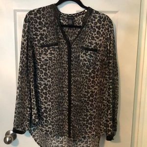 Animal Print Blouse with Studded Neck- Torrid 0